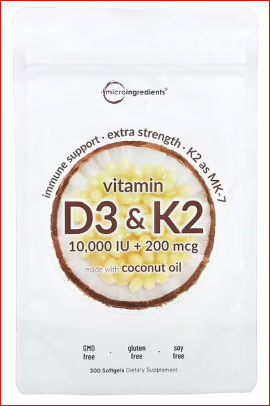 Buy Vitamin 10,000 IU D3 & K2, 180 Softgels Peptide AUS 1 7